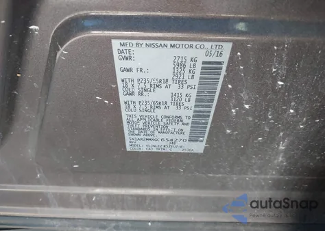 2016 Nissan Pathfinder Platinum/S/Sl/Sv из США, поврежденный, VIN 5N1AR2MMXGC654270